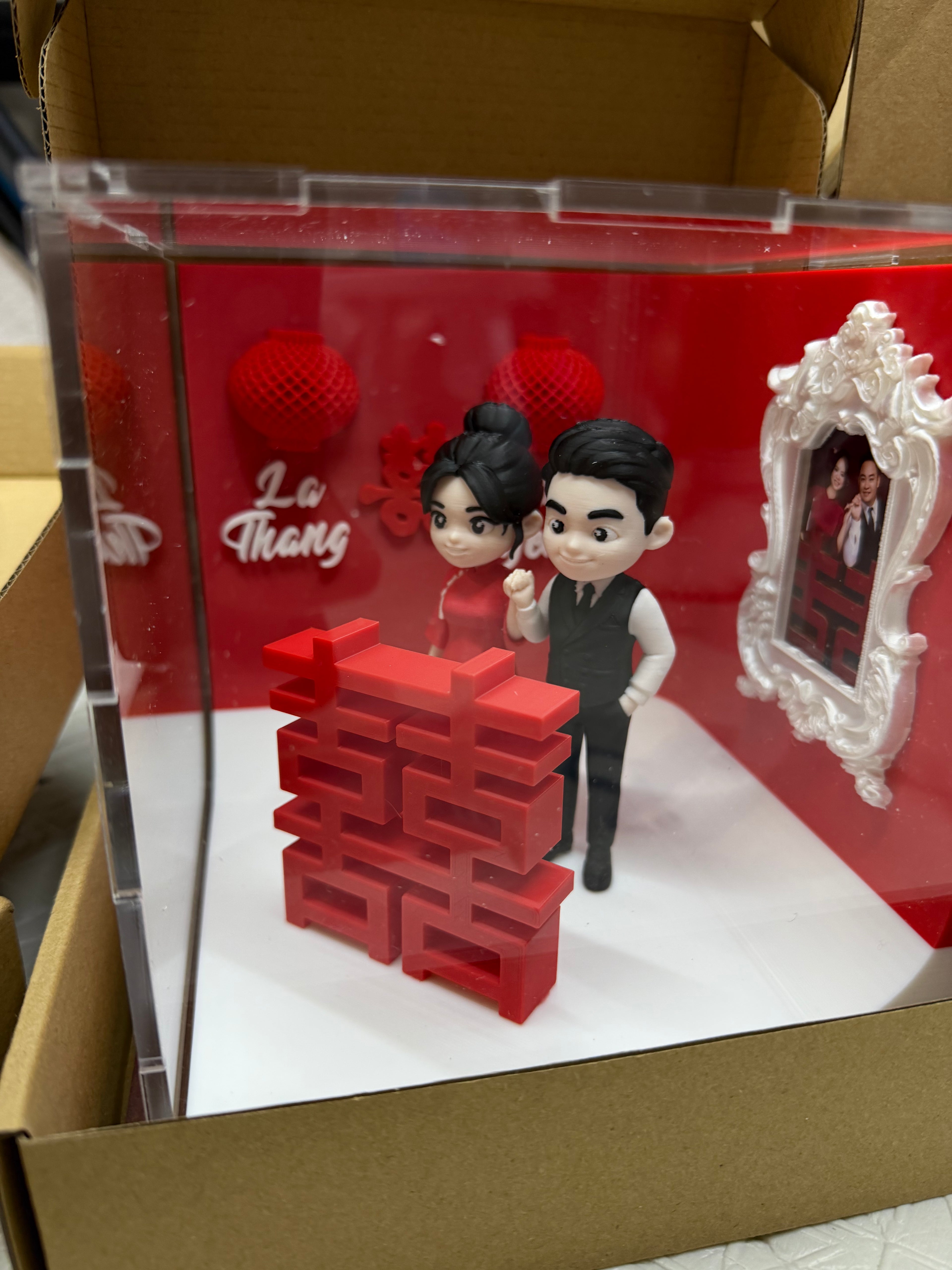 Custom Chibi Couple Statue Display Set