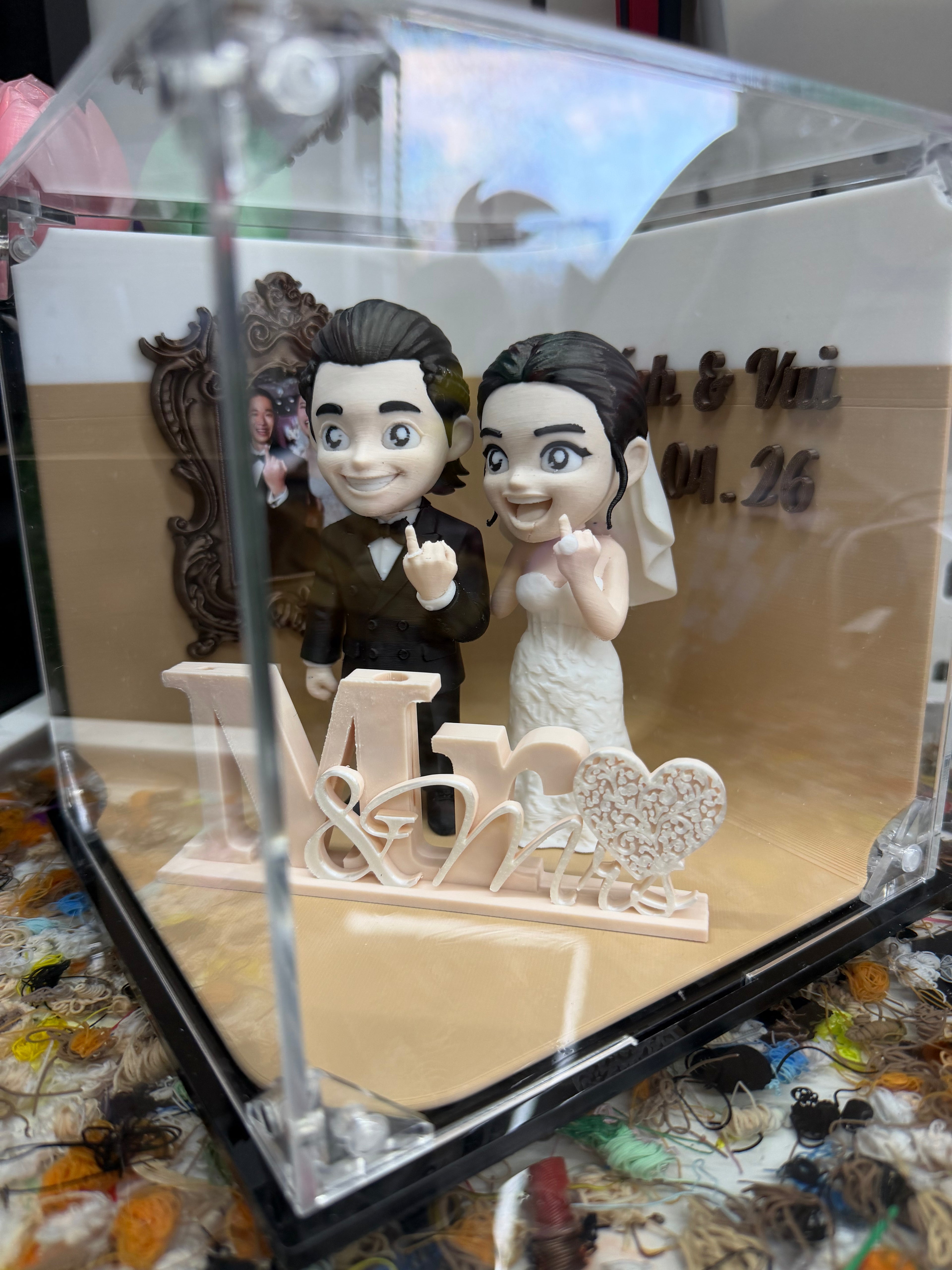 Custom Chibi Couple Statue Display Set